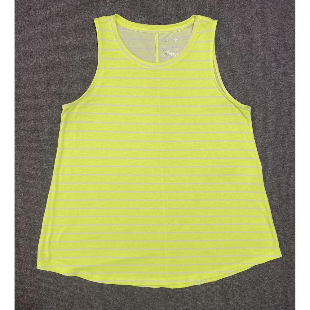 APT. 9 Tank Top, Women's Neon Yellow, Sleeveless, Sheer Size L